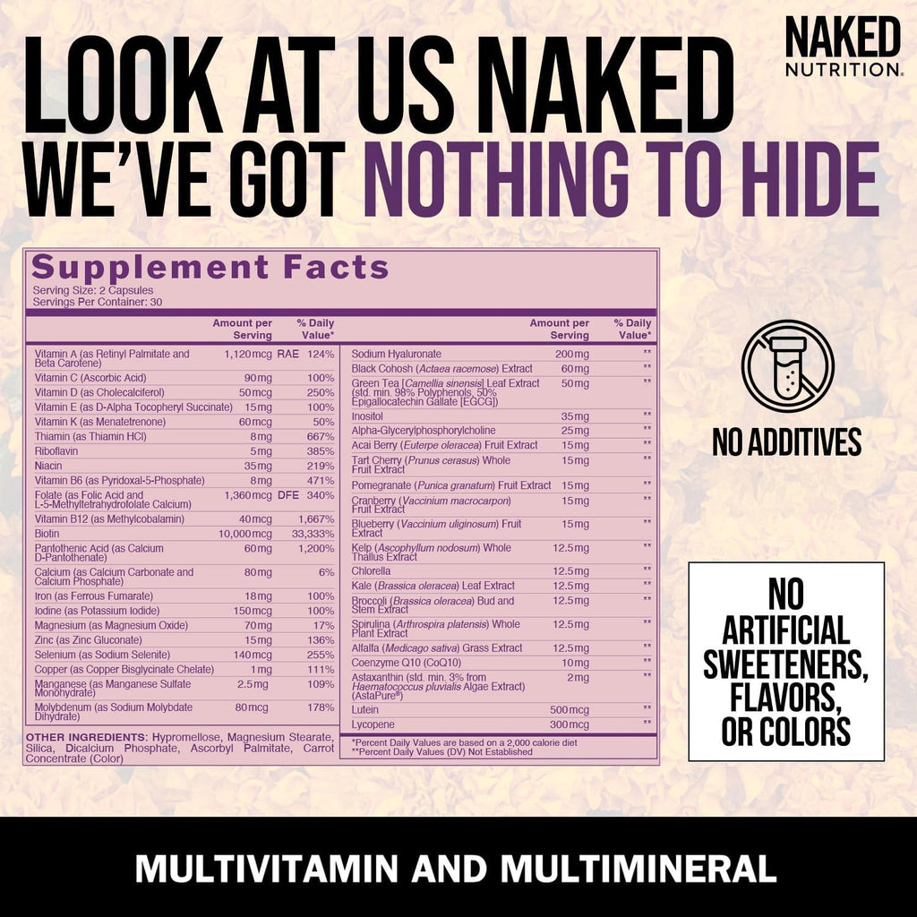 NAKED Nutrition Women's Multi - Multivitamínico Diario para Mujeres - 60 Cápsulas