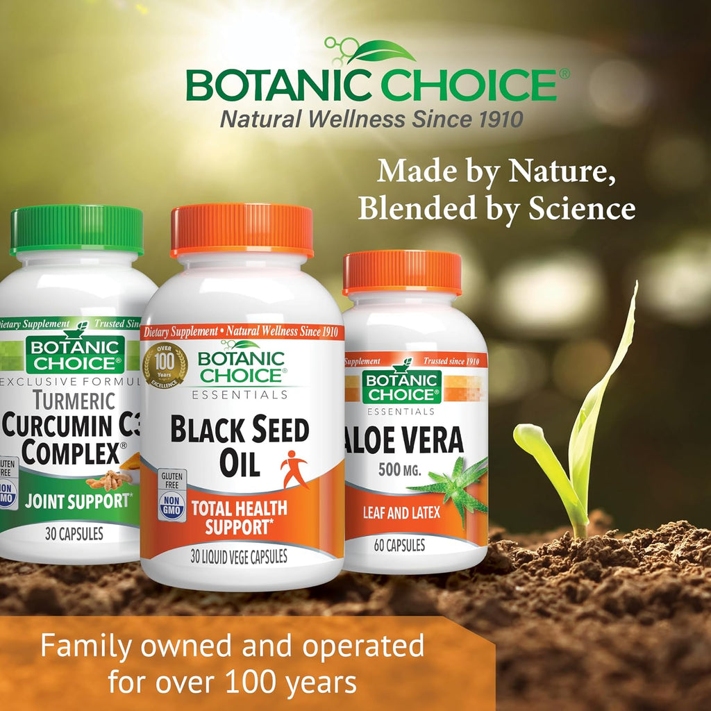 Botanic Choice Aceite de Semilla Negra, 500 mg - 60 Cápsulas Vegetales Líquidas