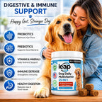 Multivitamínico y Suplemento para Perros con Aceite de Krill, Omega 3,6,9, Pre y Probióticos, Vitaminas Esenciales - Apoyo para Articulaciones, Piel, Pelo, Digestión e Inmunidad (90 Golosinas Blandas)