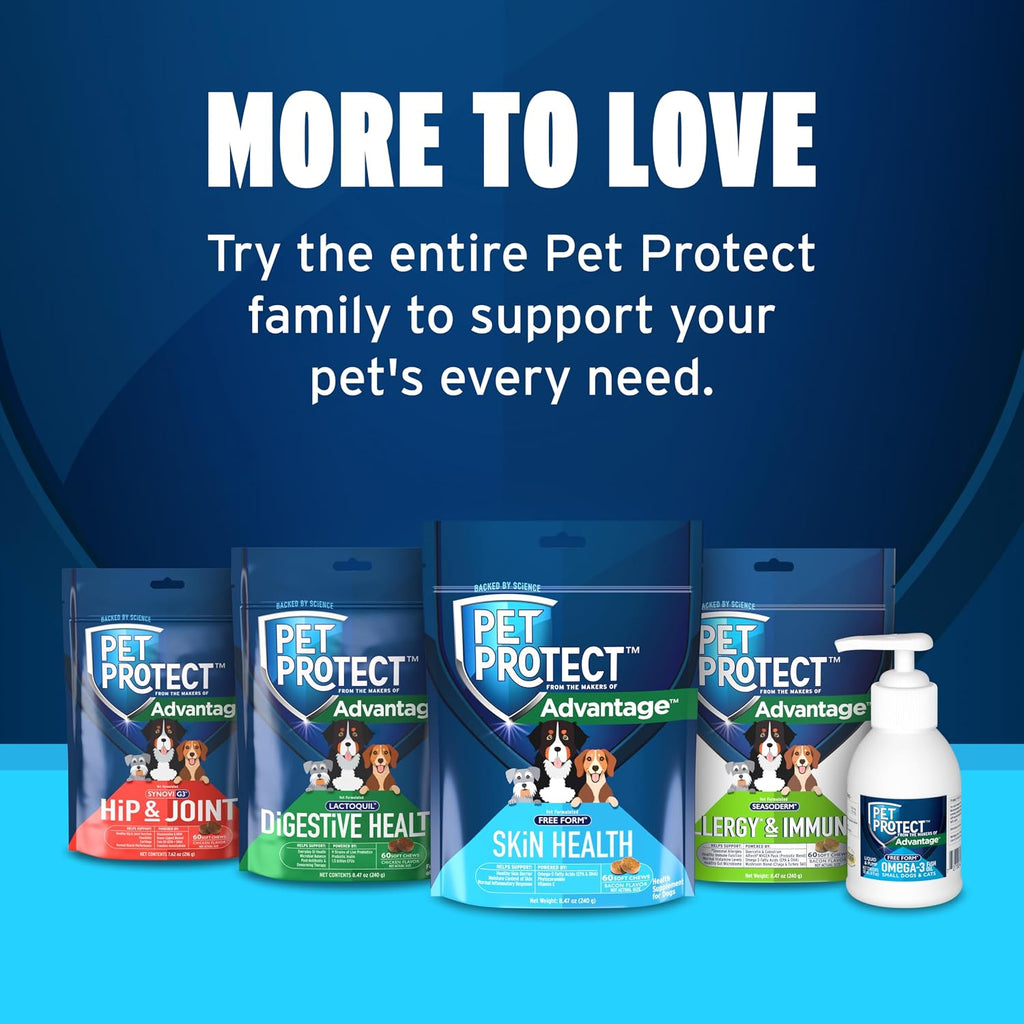 Pet Protect Suplemento para la Piel de Perros, Mezcla Patentada Free Form, Masticables Sabor Bacon (60 unidades)