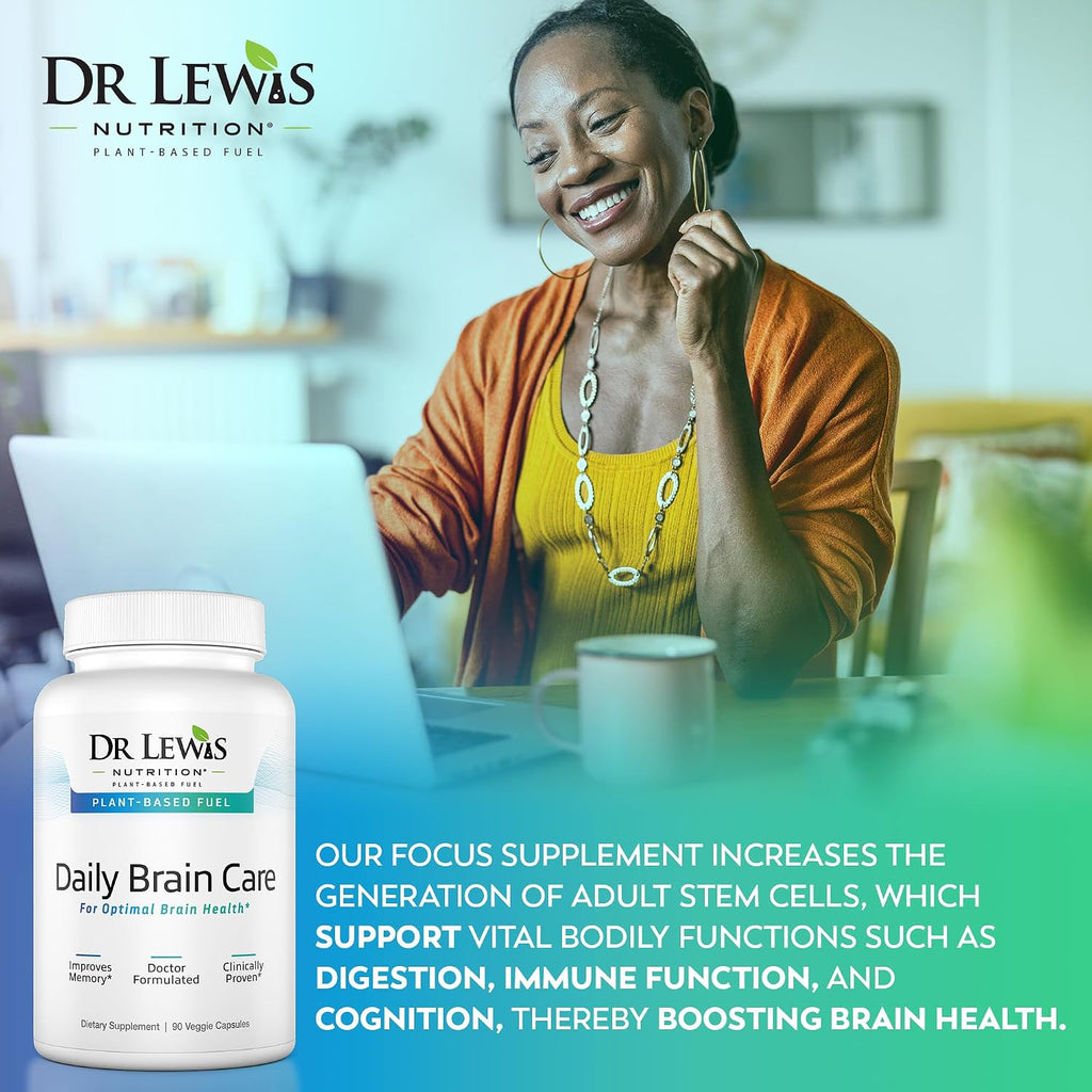 Dr Lewis Daily Brain Care Cápsulas - Suplemento para la Memoria y Concentración con Aloe Vera - 90 Cápsulas