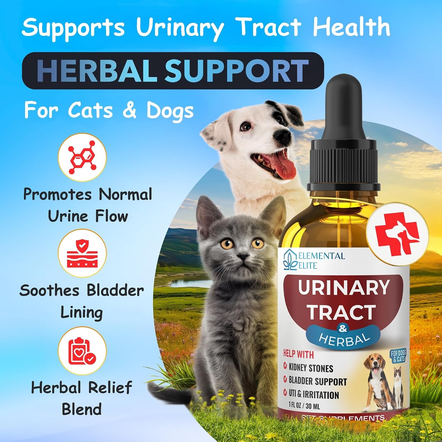 EDUZEBRA Gotas para la Salud Urinaria de Perros y Gatos – Suplemento Herbal Natural con Arándano Rojo