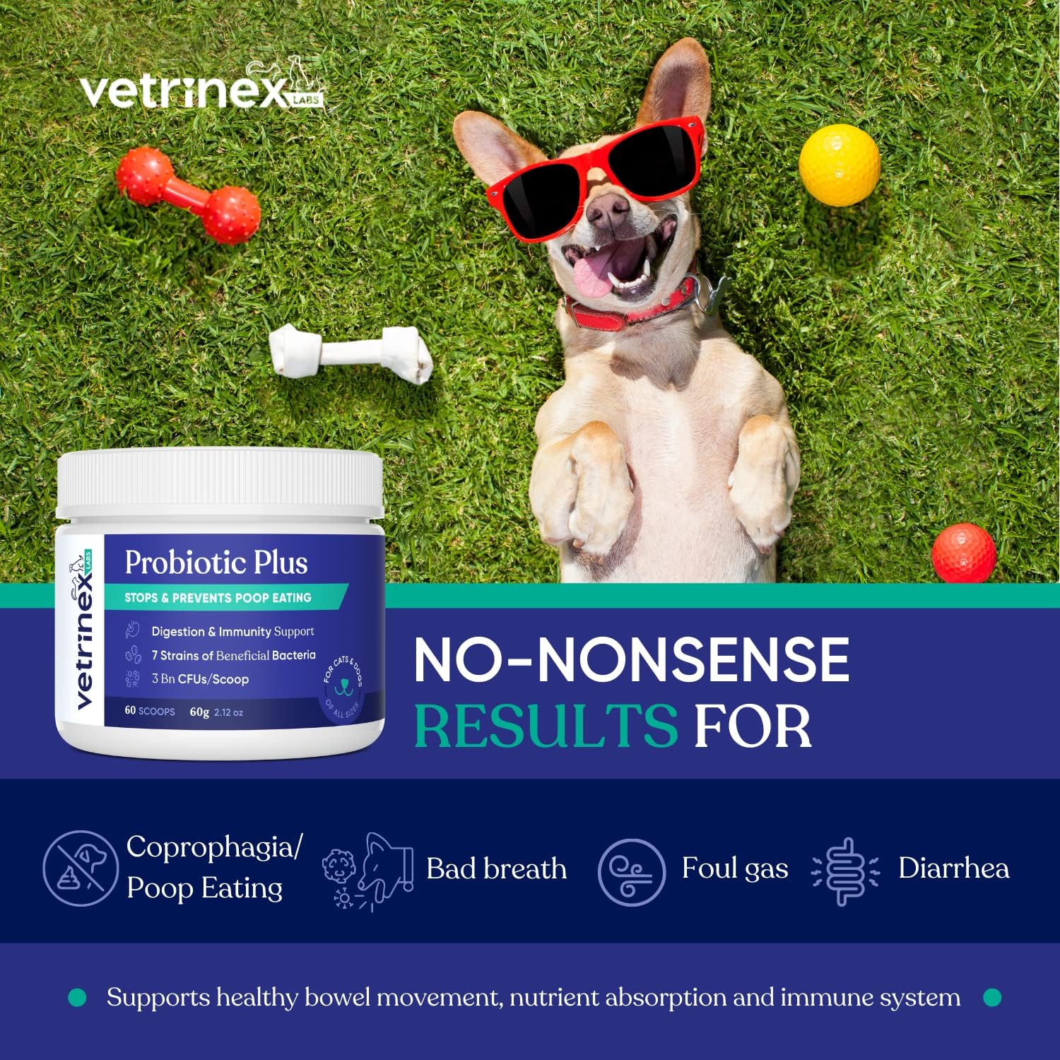 Vetrinex Labs Probiotic for Dogs - Coprophagia Aid - Powder for Dogs and Cats