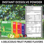 Glucose SOS Polvo de Glucosa en Sobres con Dextrosa Natural, Absorción Rápida que se Disuelve Instantáneamente en la Boca sin Agua, Manzana Verde, 12 unidades