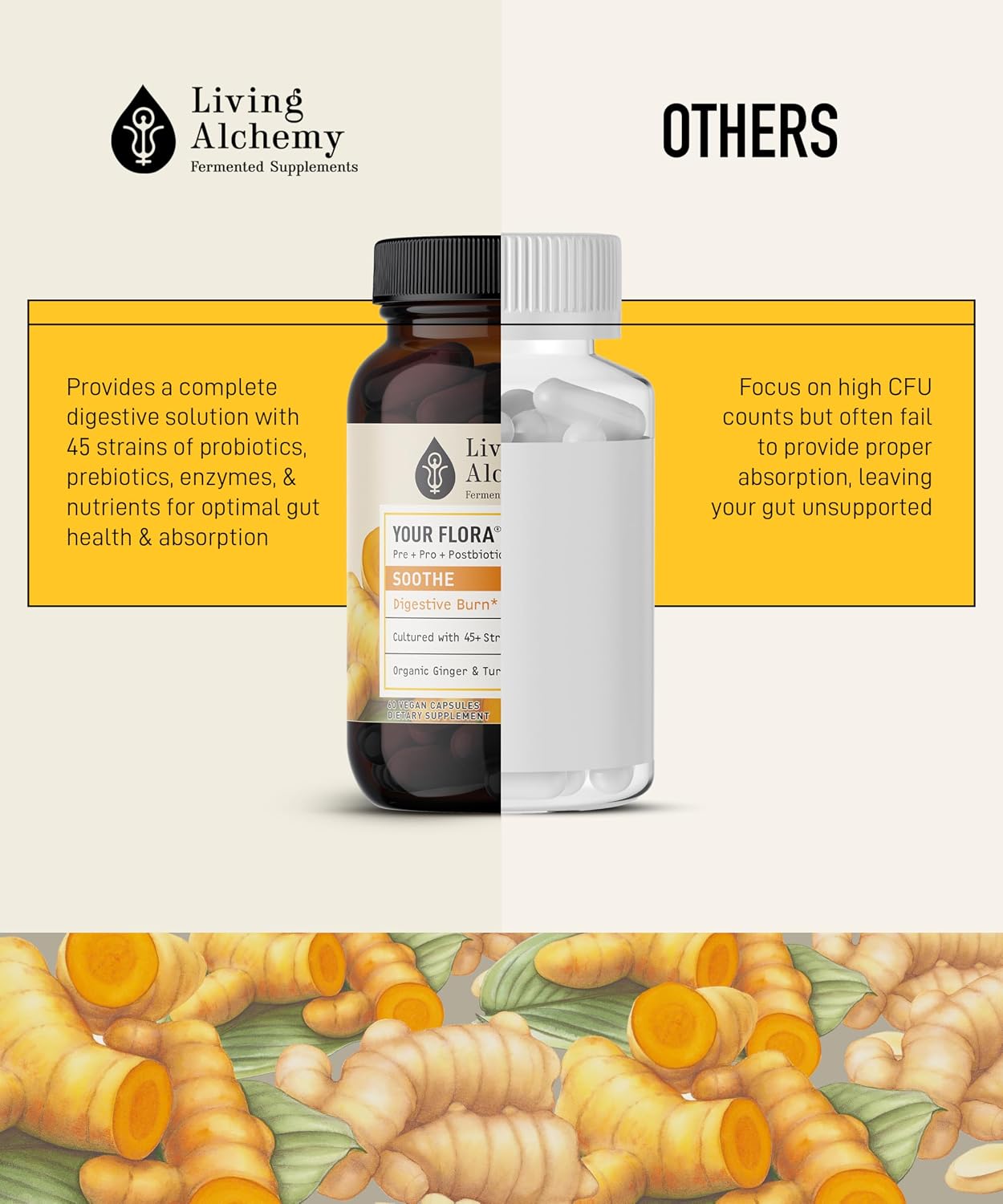 Living Alchemy Your Flora Probiotic Soothe – Probióticos Digestivos, 60 Cápsulas
