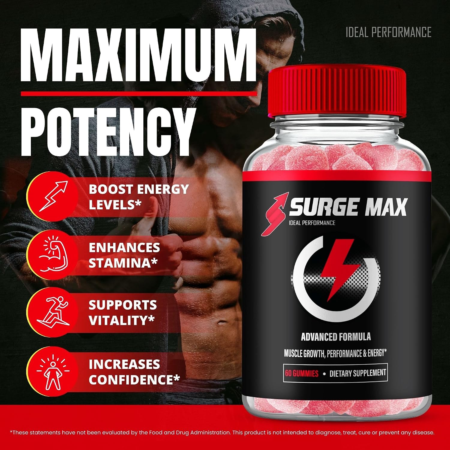Surge Max Gummies, Official Surge Max Gummies for Men - Maximum Strength Performance, All Natural Support Overall Health & Wellness, SurgeMax Advanced Formula Gummy Reviews (2 Pack)