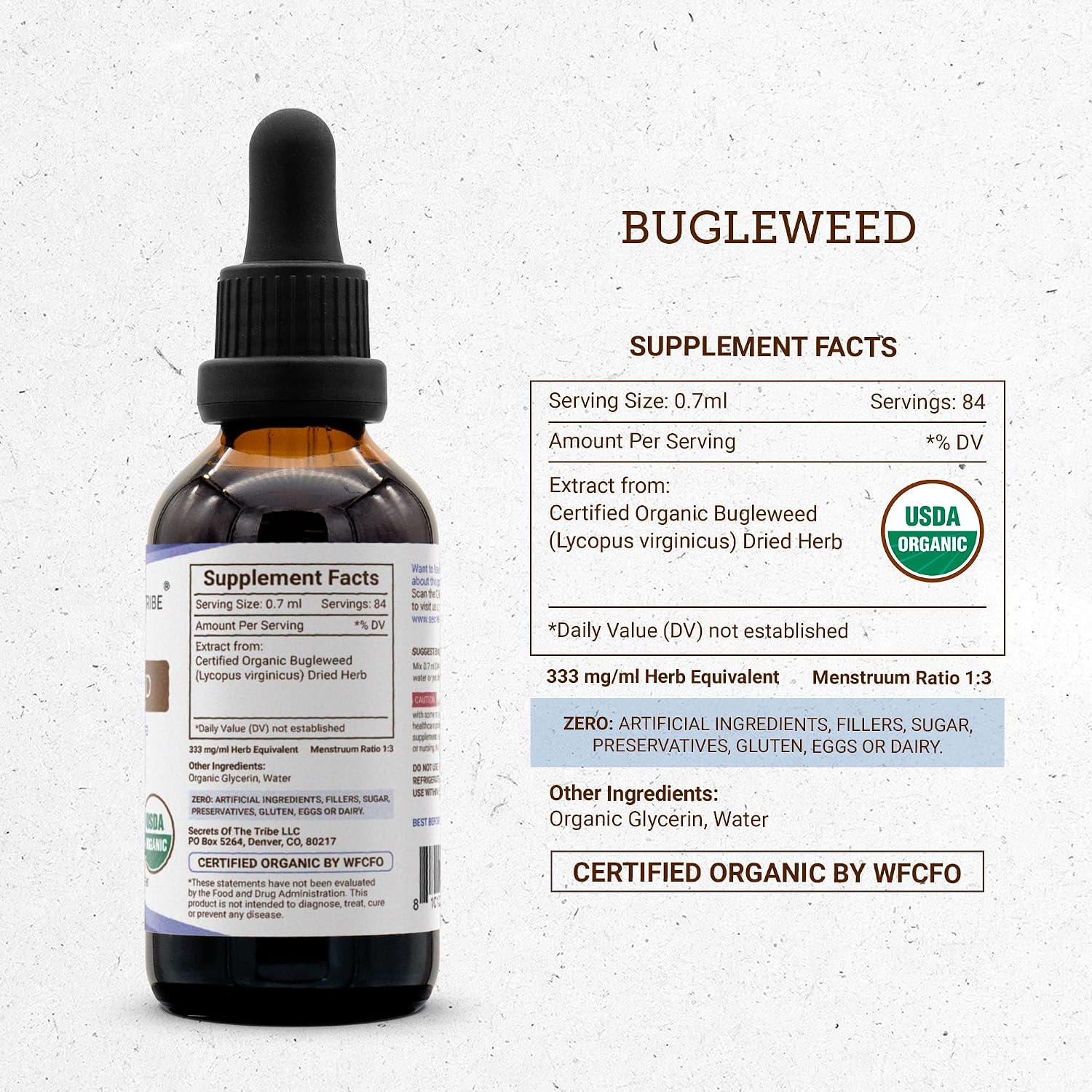 Bugleweed Orgánico USDA – Extracto Sin Alcohol, Alta Potencia, Gotas Herbales 60 ml