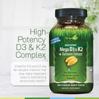 Irwin Naturals Mega D3 & K2 + Turmeric Extract - 60 Cápsulas Blandas Líquidas