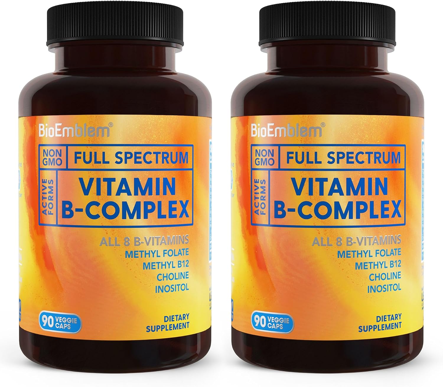 BioEmblem Complejo B – Vitaminas B Completo con Formas Metiladas Activas | Apoya Energía, Claridad Mental y Salud Inmunitaria | No GMO, Vegano, Sin Soja, Sin Gluten | 270 Cápsulas