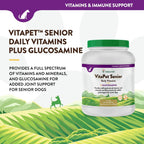 NaturVet VitaPet Senior Vitaminas Diarias para Perros Mayores con Glucosamina - 365 Comprimidos de Liberación Prolongada