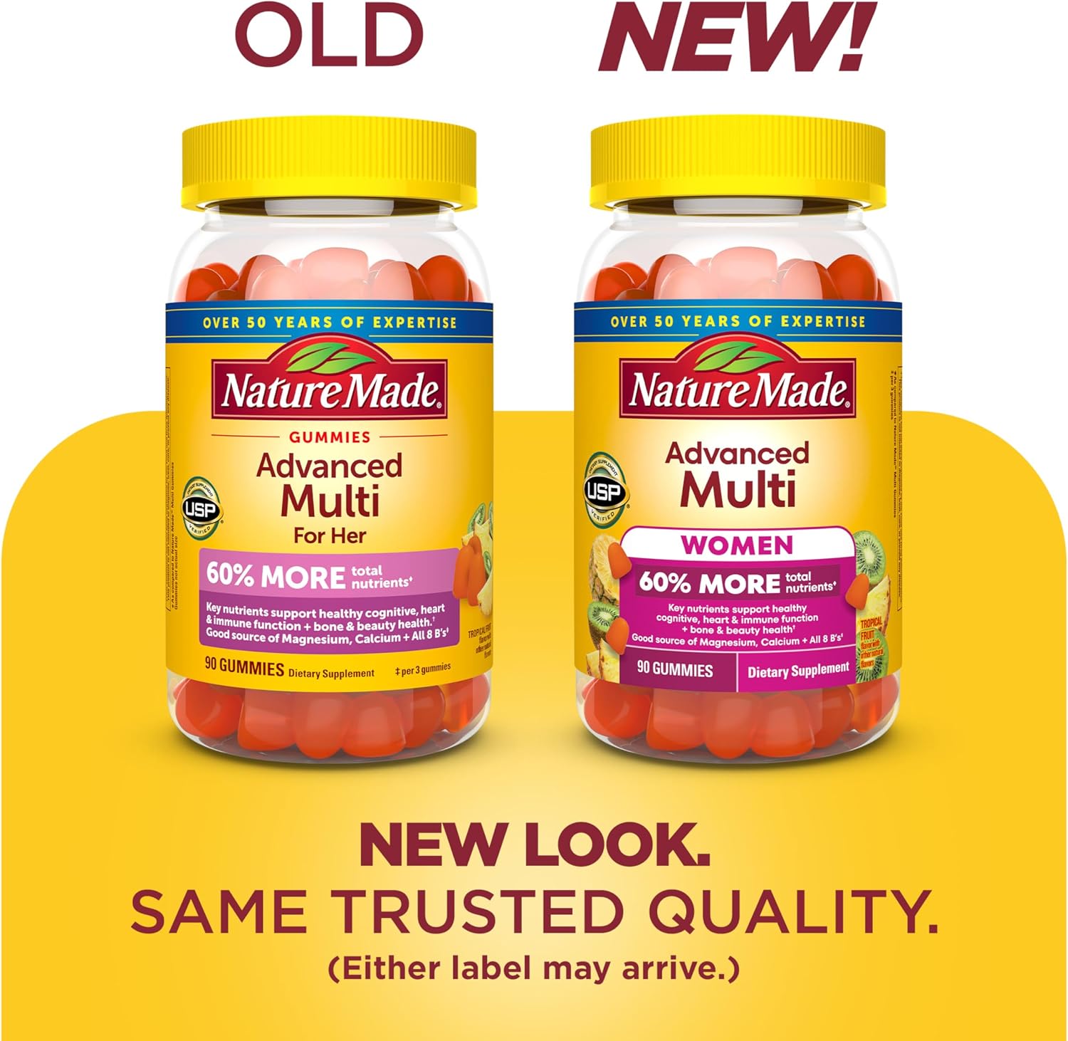 Nature Made Advanced Multivitamínico en Gominolas para Mujeres con Citrato de Magnesio, Calcio y Vitaminas B - 90 Gominolas, 30 Días