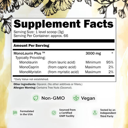 UltraLaurin® Monolaurin en Pellets 3000mg - – Monomiristina: un monoglicérido que complementa la acción de la – Image 2