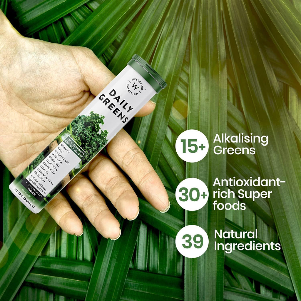 WELLBEING NUTRITION Daily Greens Multivitamínico con 39+ Superalimentos Orgánicos (30 comp.)