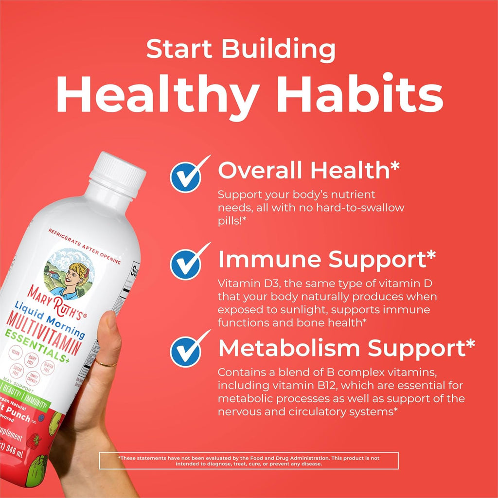 MaryRuth's Liquid Morning Multivitamin Essentials+ - Multivitamínico Líquido para Adultos y Niños - 946 ml