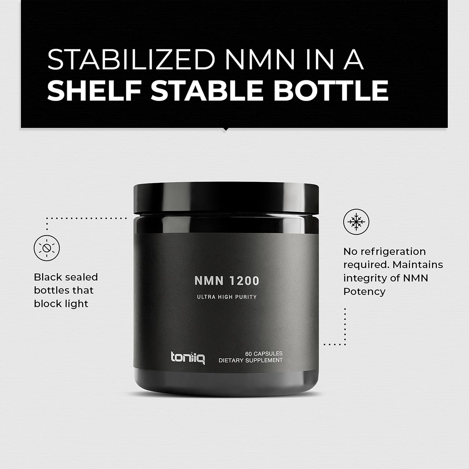 Toniiq NMN Supplement 1200mg - 60 Cápsulas de Nicotinamida Mononucleótido Puro al 98%