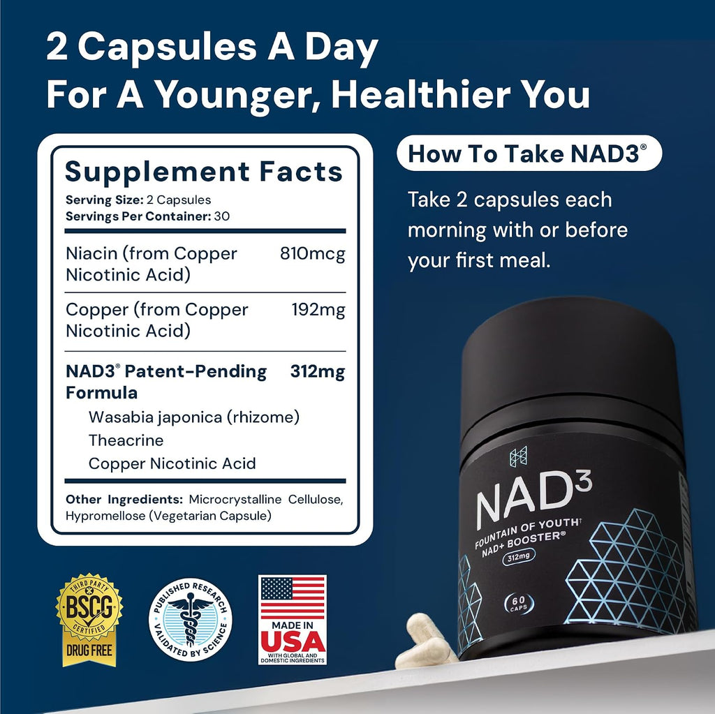 HPN NAD3 Potenciador Clínico de NAD+ para Salud Celular y Energía Natural
