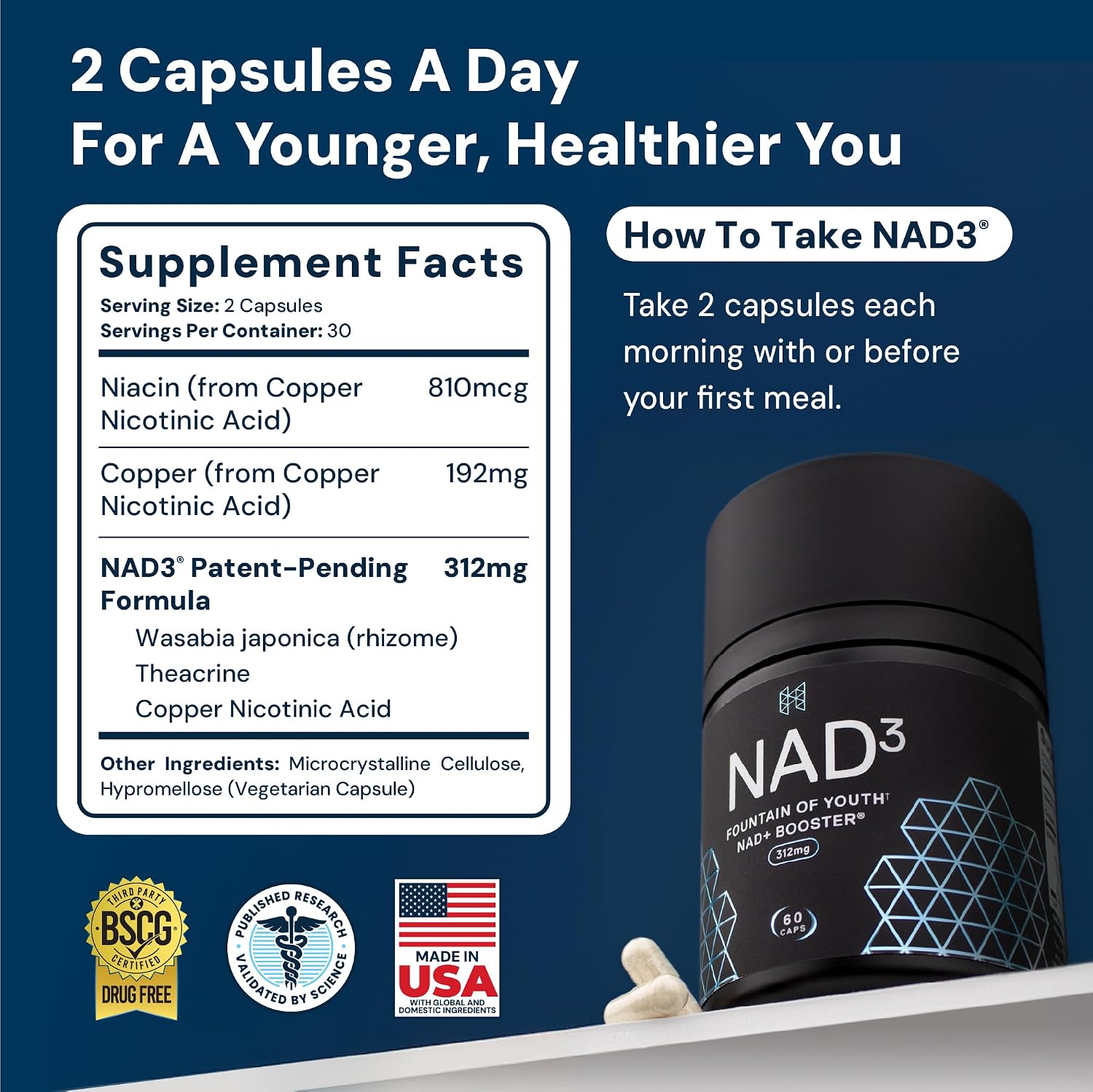 HPN NAD3 Potenciador Clínico de NAD+ para Salud Celular y Energía Natural