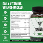 VEDGE Vegan Omega 3 Multivitamin – Complejo Multivitamínico Vegano con Omega 3, Vitaminas B12, D, K2, Magnesio, Zinc y Selenio