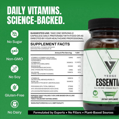 VEDGE Vegan Omega 3 Multivitamin – Complejo – Los ácidos grasos omega 3 (EPA y DHA) contribuyen al funcionamiento – Image 3