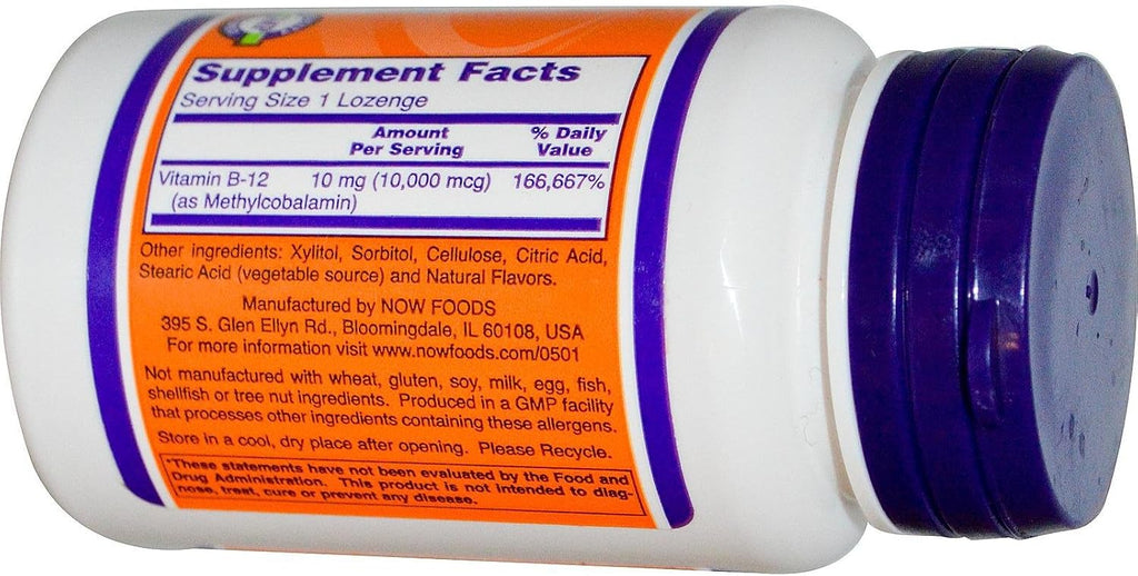 NOW Foods Methyl B12 - Metilcobalamina Extra Fuerte 10.000 mcg (60 Comprimidos)