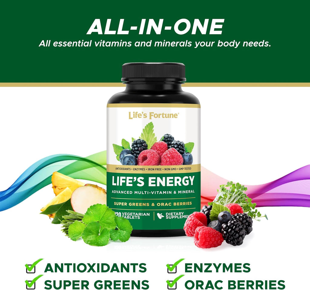 Life's Energy Advanced Daily Multivitamin con Super Greens - 120 Comprimidos