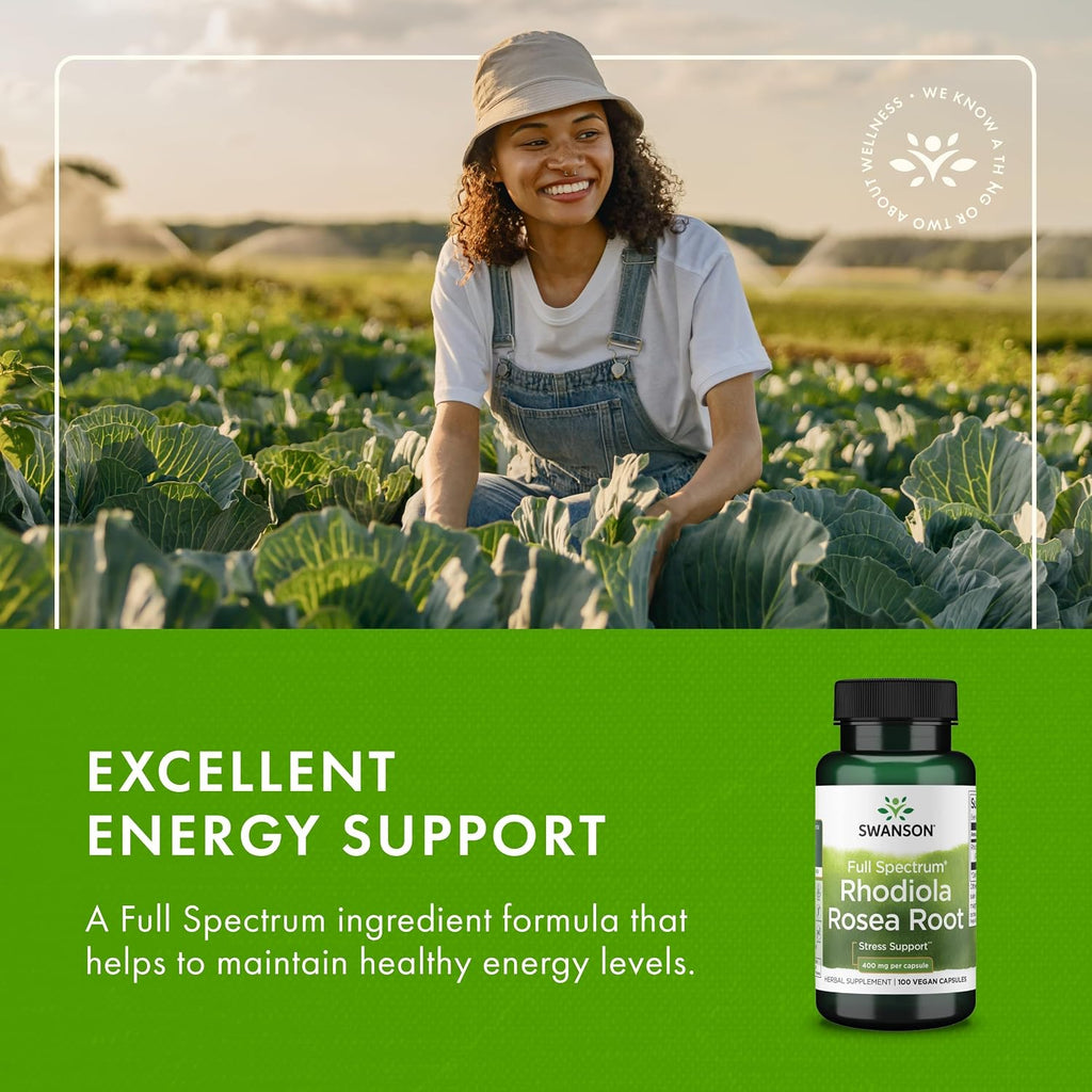 Swanson Rhodiola Rosea Raíz - 400 mg, 100 Cápsulas (2 Pack)