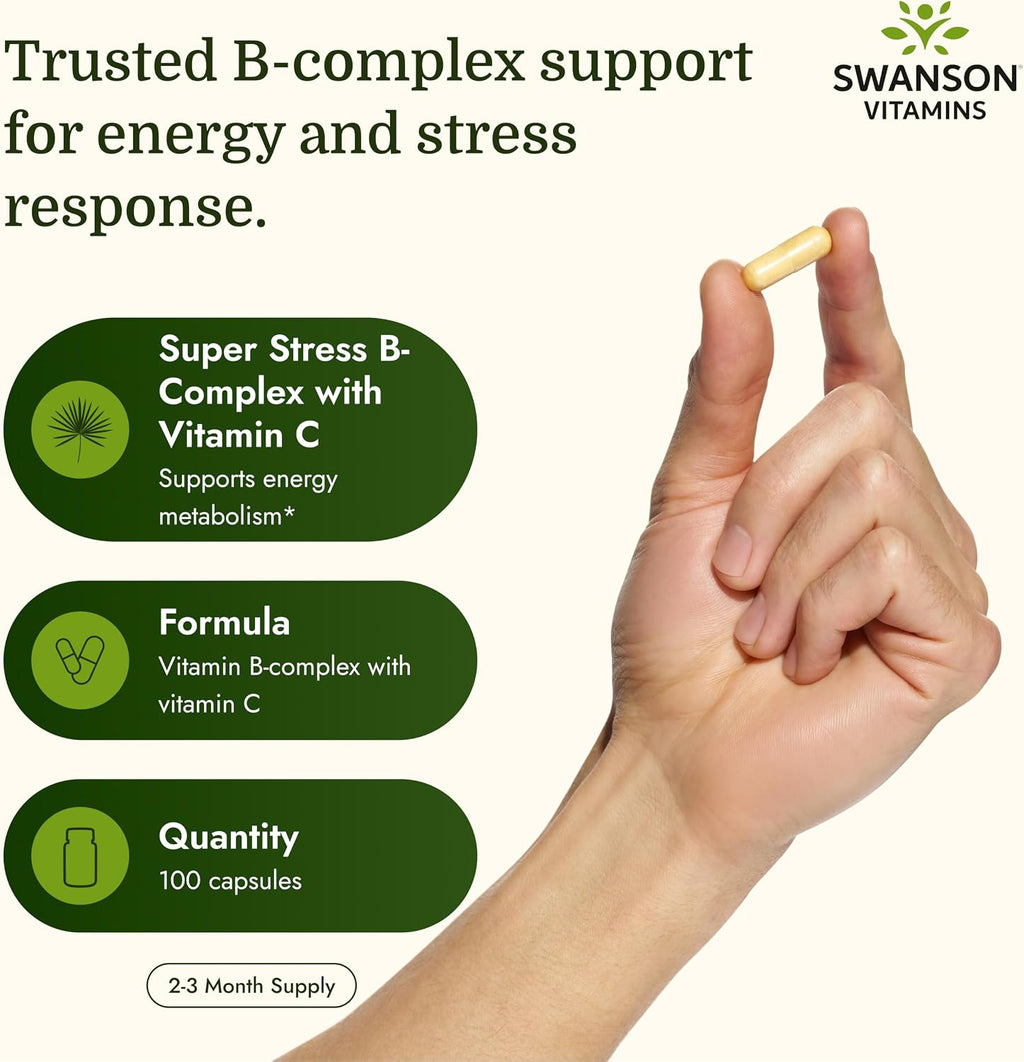 Swanson Super Stress B-Complex con Vitamina C (100 Cápsulas)