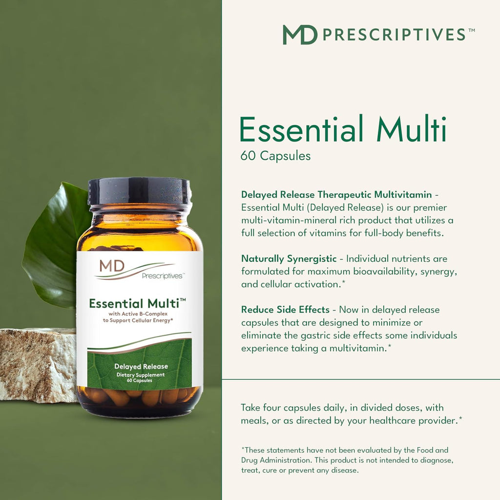 MD Prescriptives - Essential Multi (Liberación Retardada) - Complejo Multivitamínico y Mineral para Apoyo Hormonal - 60 Cápsulas