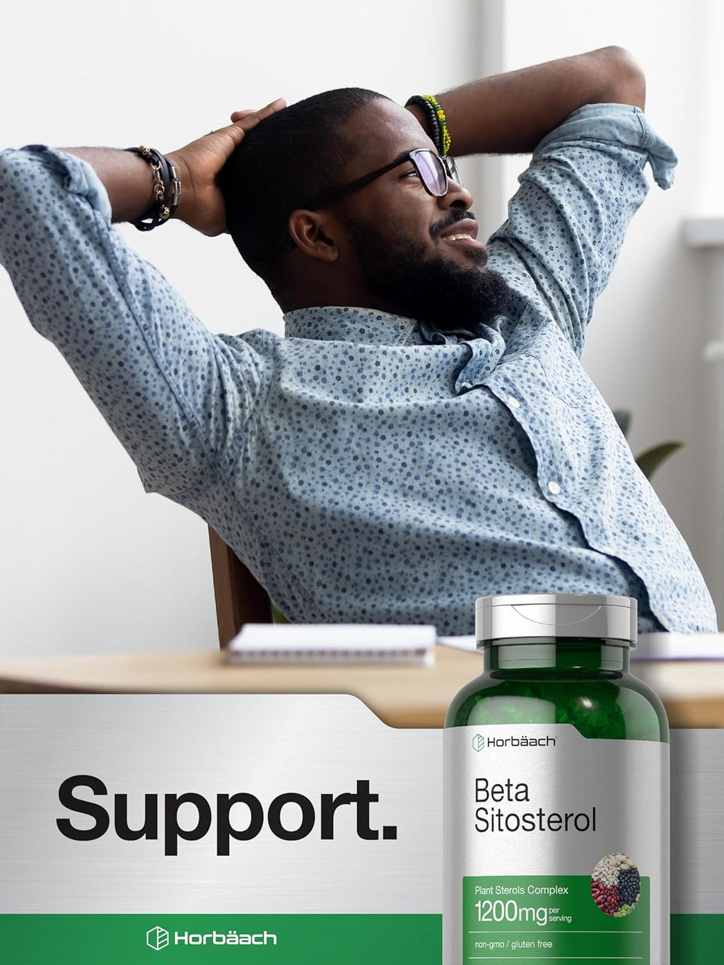 Horbäach Beta Sitosterol 1200 mg | 240 Cápsulas Blandas | Complejo de Esteroles Vegetales | Sin Gluten, No Transgénico