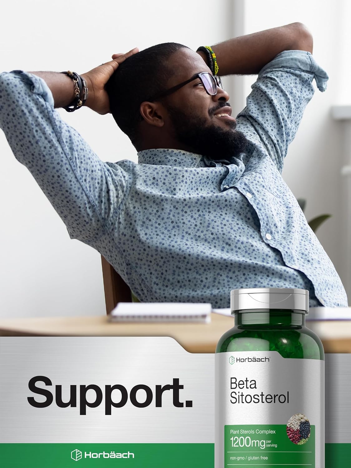 Horbäach Beta Sitosterol 1200 mg | 240 Cápsulas Blandas | Complejo de Esteroles Vegetales | Sin Gluten, No Transgénico