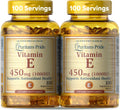 Puritan's Pride Vitamina E 450mg (10.000 UI), Suplemento Vitaminico para la Función del Sistema Inmunitario y Apoyo Antioxidante, 100 Cápsulas Blandas de Liberación Rápida, 2 Envases