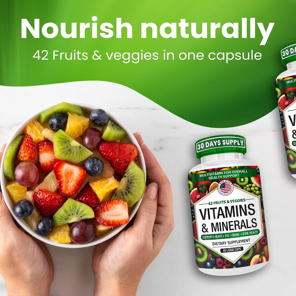 AAMATEC LIFE Multivitamínico con Zinc y Mezcla de 42 Frutas y Verduras - 60 Cápsulas