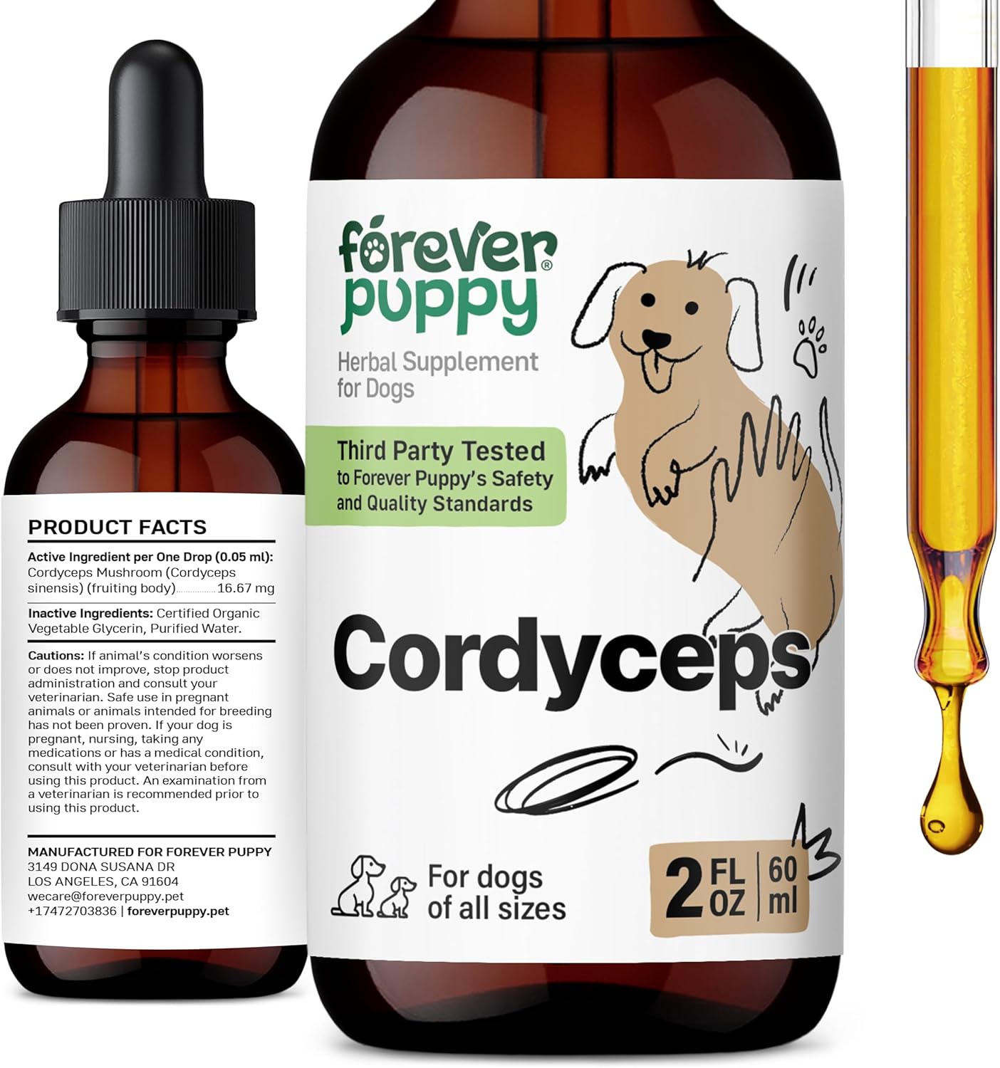 Tintura de Cordyceps para Perros - Apoyo Renal y Energía Natural - 60 ml