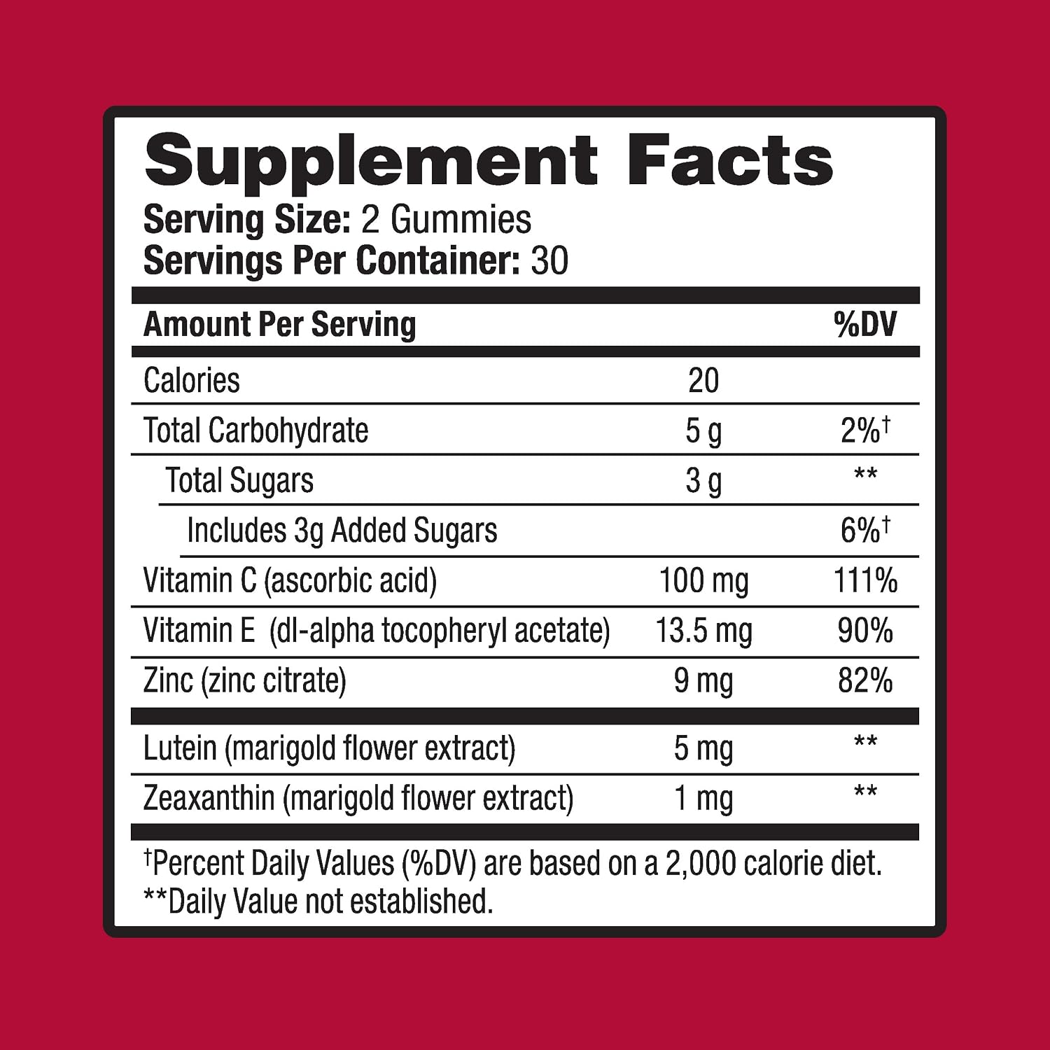 Ocuvite Vitamin and Mineral Supplement for Eye Health, Gummies with Zinc, Vitamins C and E, Lutein, and Zeaxanthin, 60 Gummies