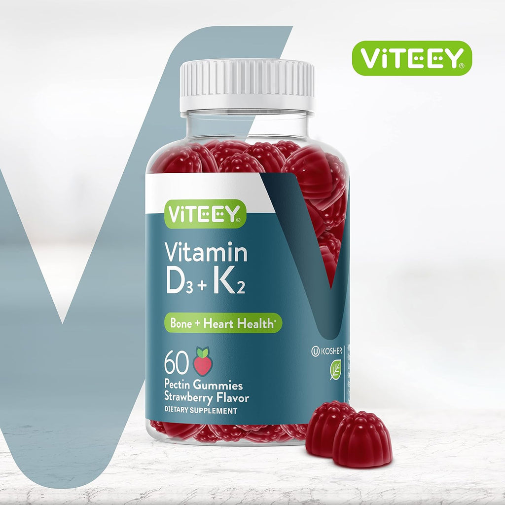 Viteey Gomitas de Vitamina D3 y K2 - 1000 UI D3 + 100 mcg K2 - 60 unidades