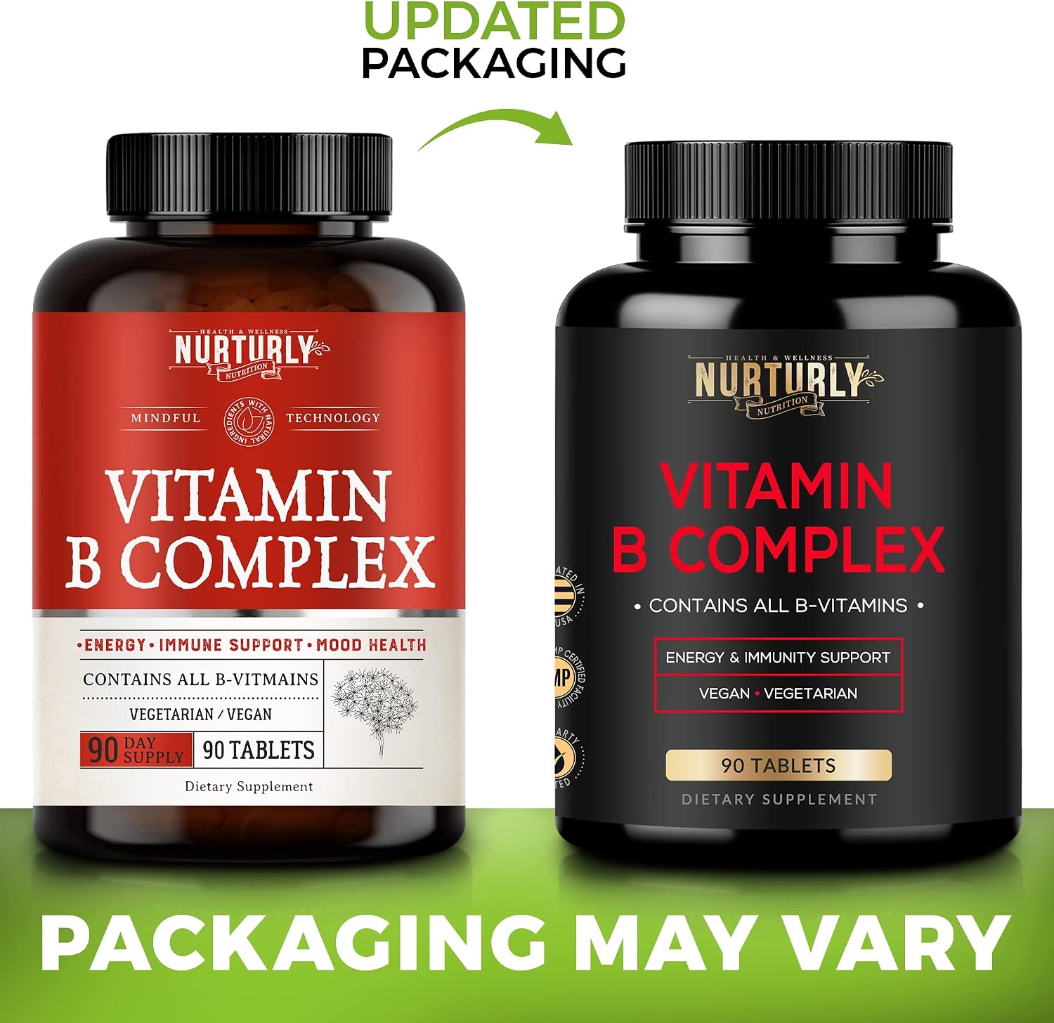NURTURLY Vitamin B Complex - Complejo B Completo con Biotina - 90 Comprimidos