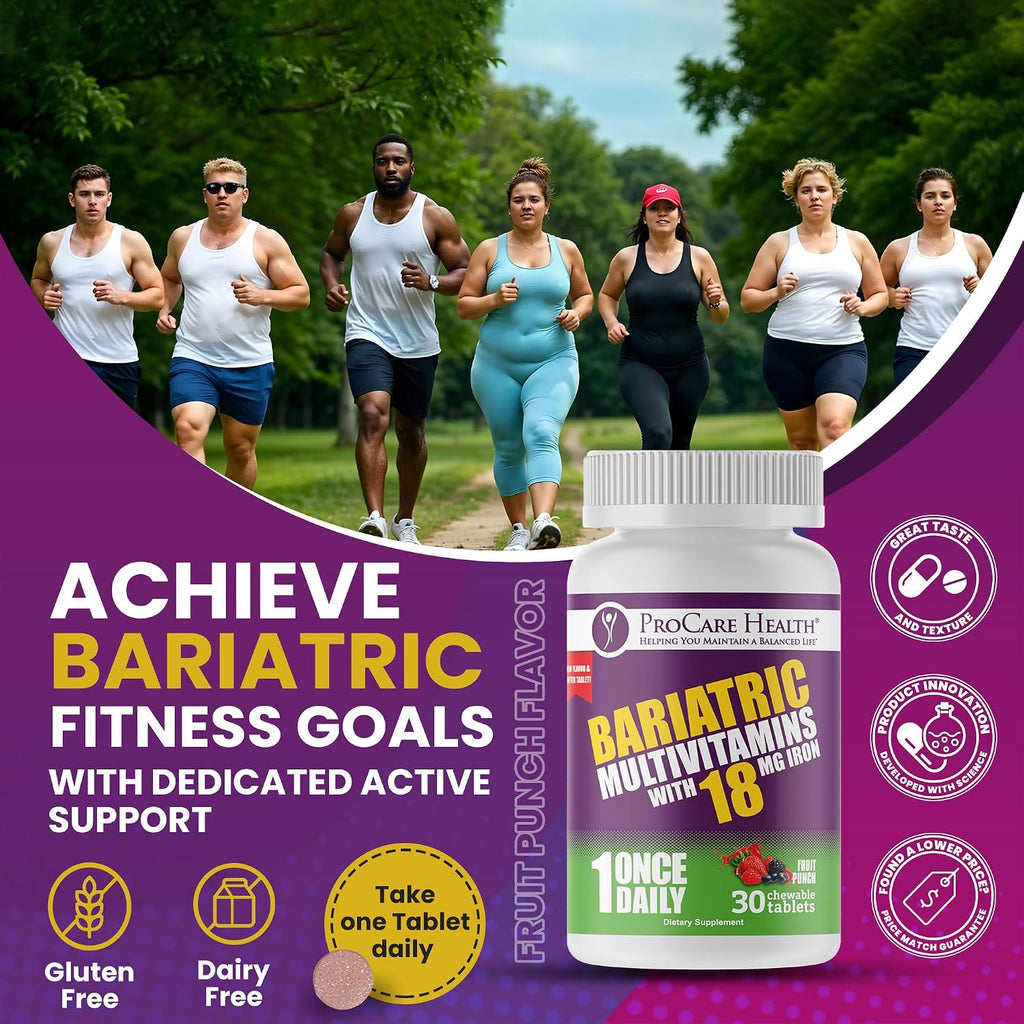 ProCare Health Multivitamínico Masticable Bariátrico con Hierro 18mg - 30 Comprimidos Sabor Fruta
