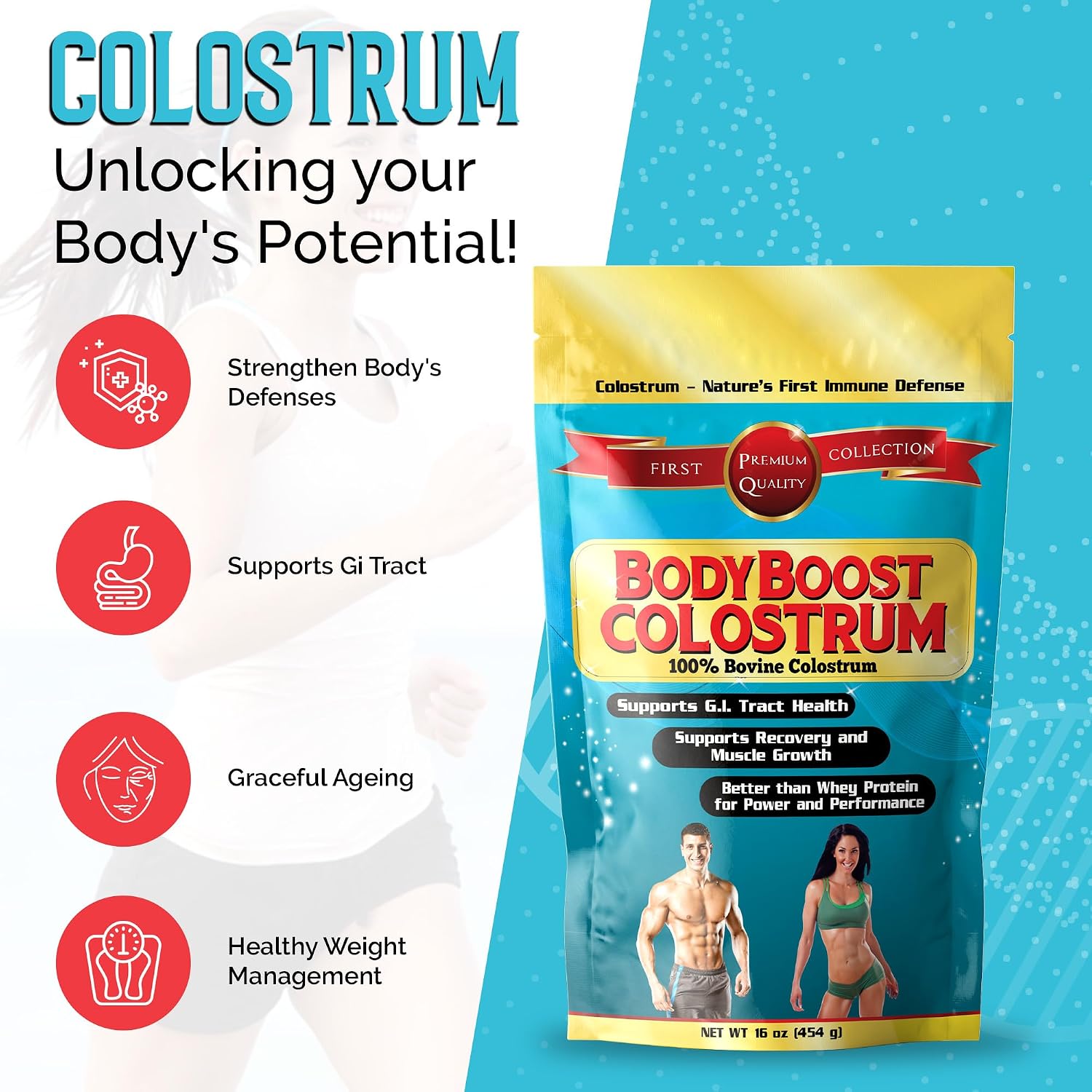 BodyBoost Colostrum Whole - Calostro Bovino 100% Puro, 2x454g