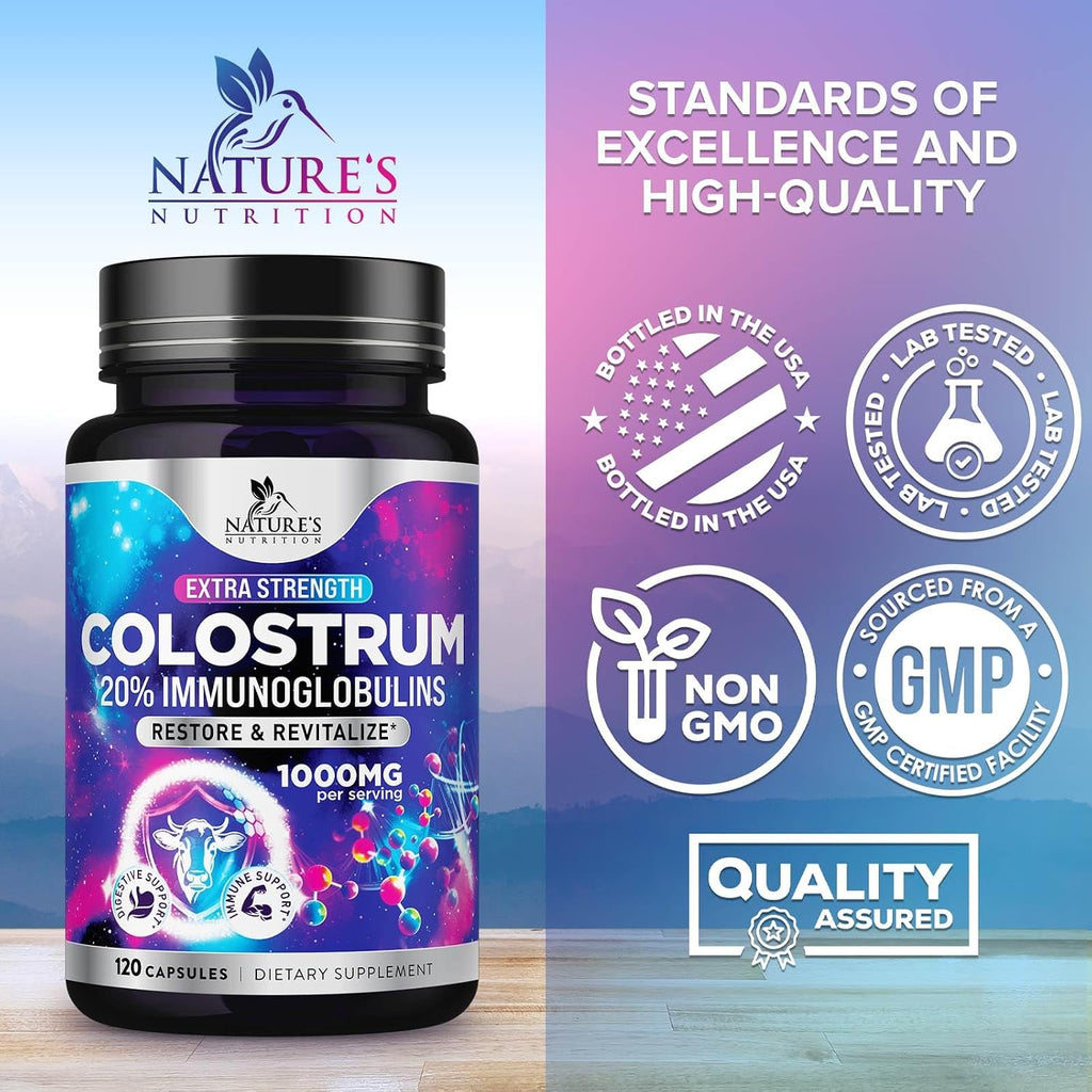 Suplemento de Calostro Bovino 1000mg por Dosis - 20% Inmunoglobulinas - 120 Cápsulas