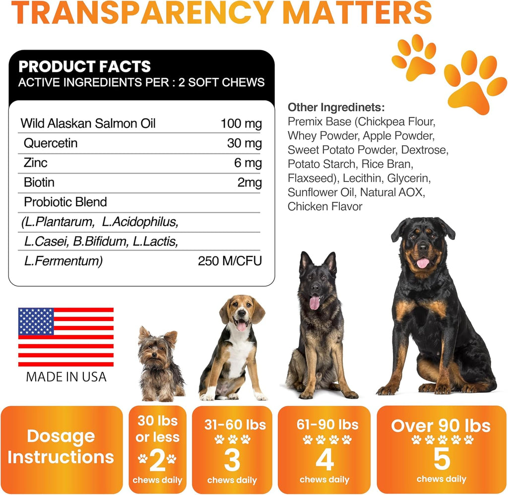 Grateful Pawz Omega 3 para Perros - Mordeduras de Aceite de Pescado con EPA y DHA
