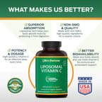 Life's Fortune Vitamina C Liposomal 2100 mg, 180 Cápsulas - Absorción Rápida, Alta Biodisponibilidad