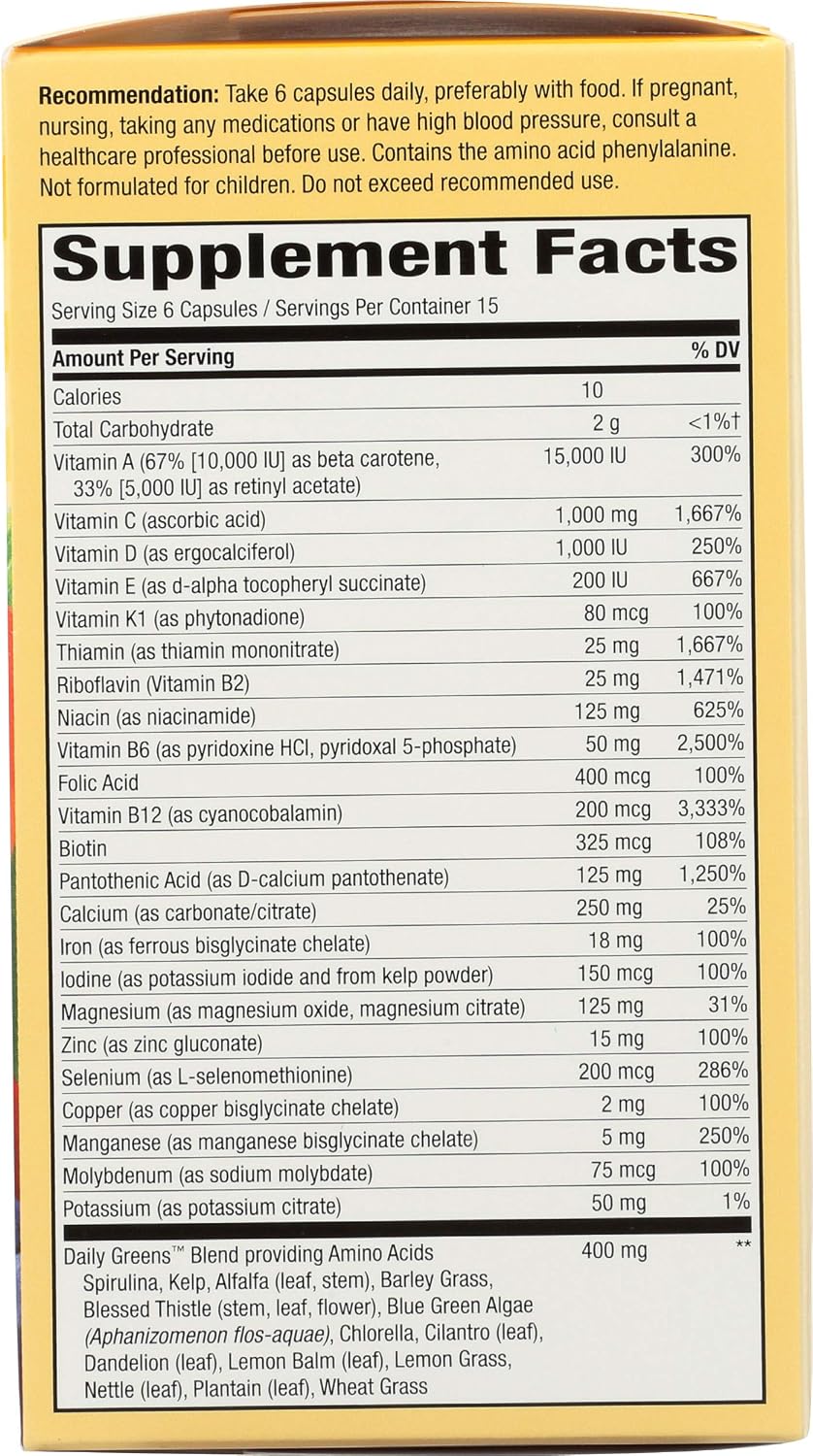 Nature's Way Alive! Max 6 Daily Multi-Vitamin - 90 Cápsulas Veganas
