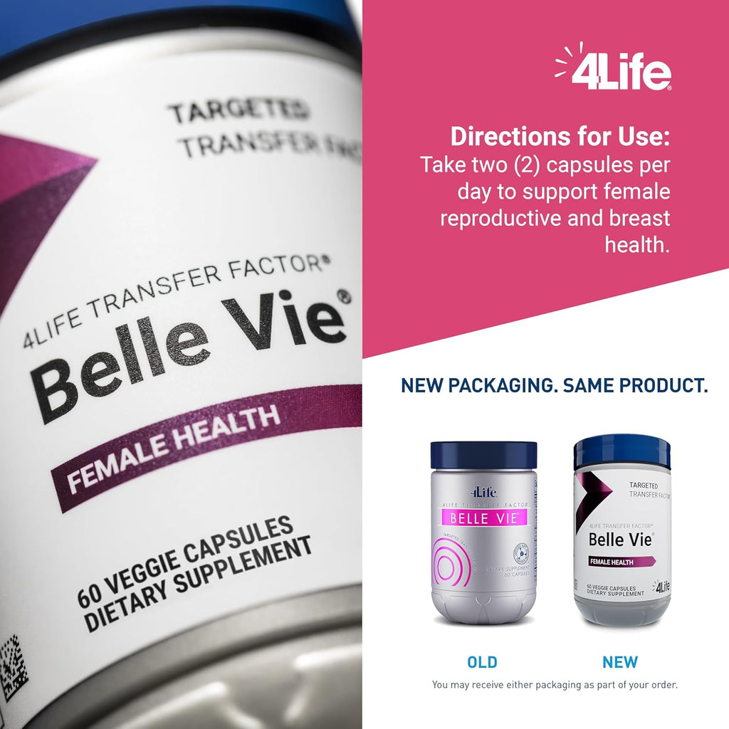 4Life Transfer Factor Belle Vie - Apoyo Hormonal Femenino, 60 Cápsulas Vegetales