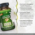 Irwin Naturals Longer, Stronger Hair and Nails - Promueve Brillo, Textura y Fortaleza - 60 Softgels Líquidos