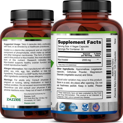 Zazzee Myo-Inositol 2000 mg 120 Cápsulas – Fabricado en USA: Producido en instalaciones que siguen buenas – Image 8