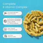 NaturaLife Labs Complejo B – Todas las Vitaminas B con B2, B6, B9 y B12 (Metilcobalamina) Activas, más B1, B3, B5, B7 y Vitamina C – 100 Cápsulas