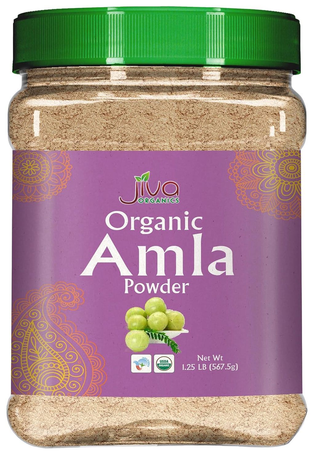 Polvo de Amla Orgánico 567 g - Puro, Libre de Gluten, No GMO, Amalaki de India, Vitamina C - Jiva Organics