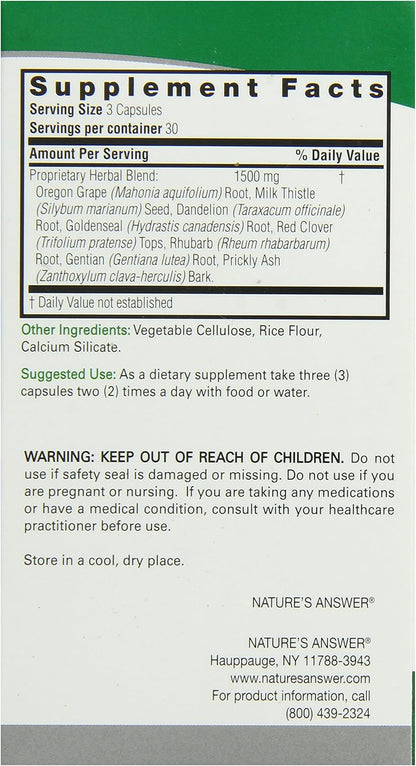 Nature's Answer Apoyo Hepático Combinación Herbal - 1500 mg, 90 Cápsulas – Image 2