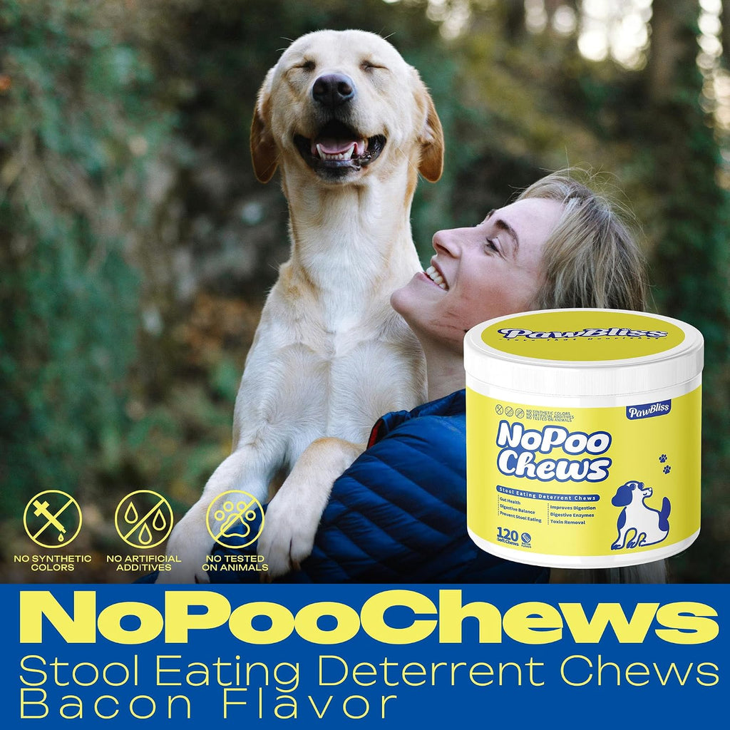 No Poo Chews para Perros – Masticables Suaves con Probióticos y Enzimas – 120 Unidades Sabor Bacon