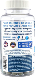 TriNeuro Daily Brain Supplement - Certificado NSF - Formulado por Neurocirujano para Apoyar la Cognición y Longevidad Funcional - Fosfatidilserina, Resveratrol, Glutatión - 30 Cápsulas